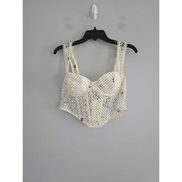 Olivaceous Ivory Dot Lave Corset Top L NWT - Picture 1 of 4